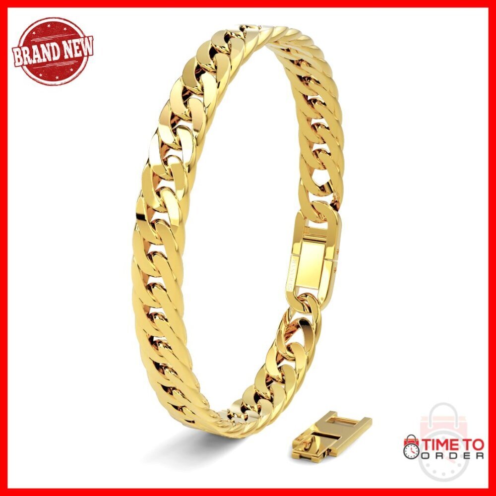 Men's 316L Surgical Steel Bracelet with Secure Clasp, Waterproof, 23cm